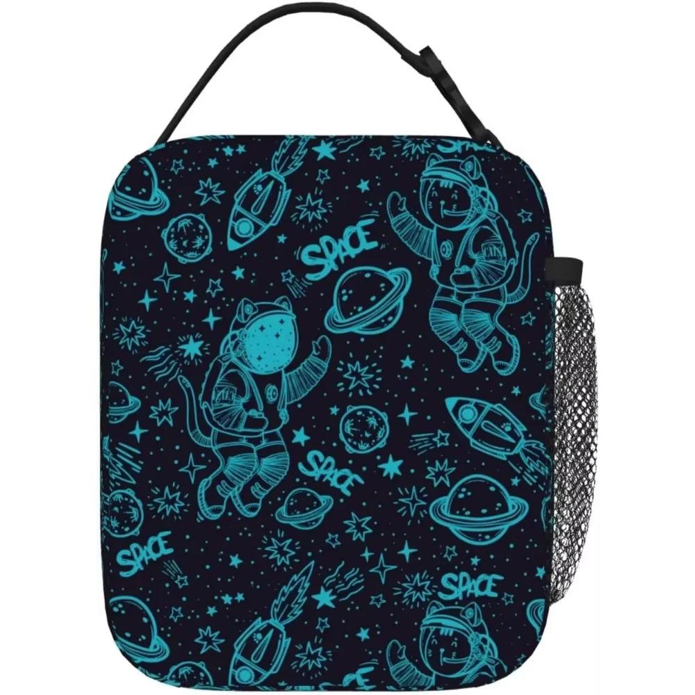 Τσάντα Γεύματος Μονωμένη με Κινούμενα Σχέδια Διαστημική Ρουκέτα Πλανήτες Αστέρια για Αγόρια Κουτί Φαγητού για Γραφείο Ταξίδια Τσάντα Μεταφοράς Γεύματος για Γυναίκες και Άνδρες