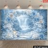 1 Piece of Blue and White Wedding Backdrop Wall with a Fresh Blue Tone Perfectly Blending with White Floral Arrangements