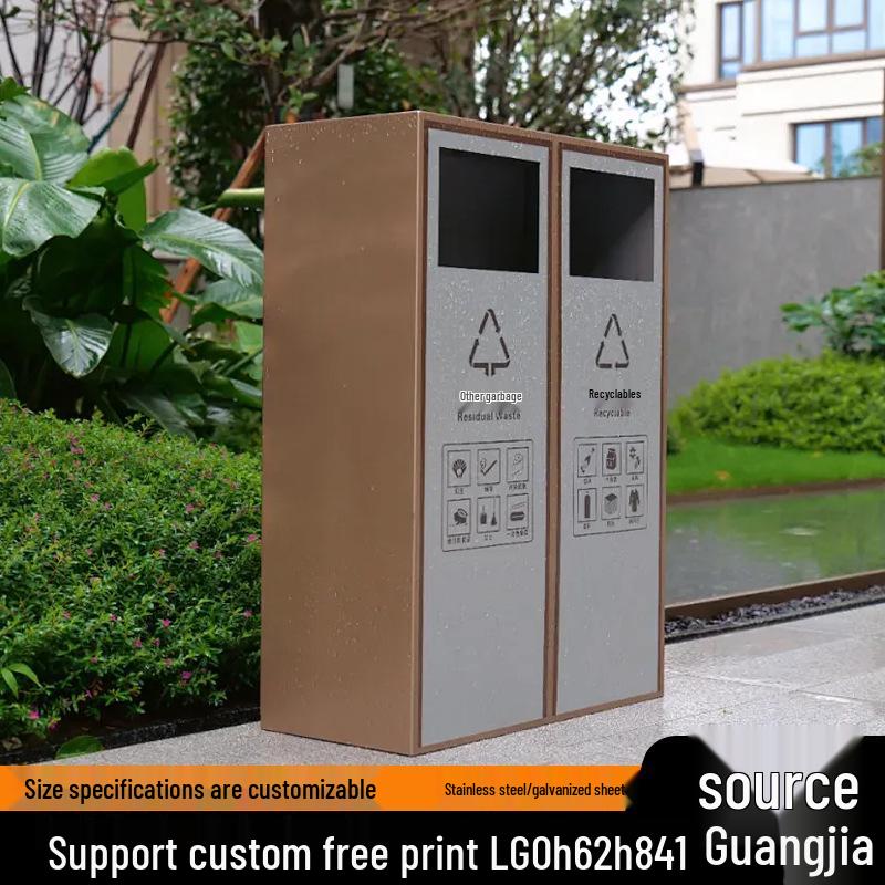Large Stainless Steel Outdoor Sorting Trash Can for Parks and Commercial Spaces