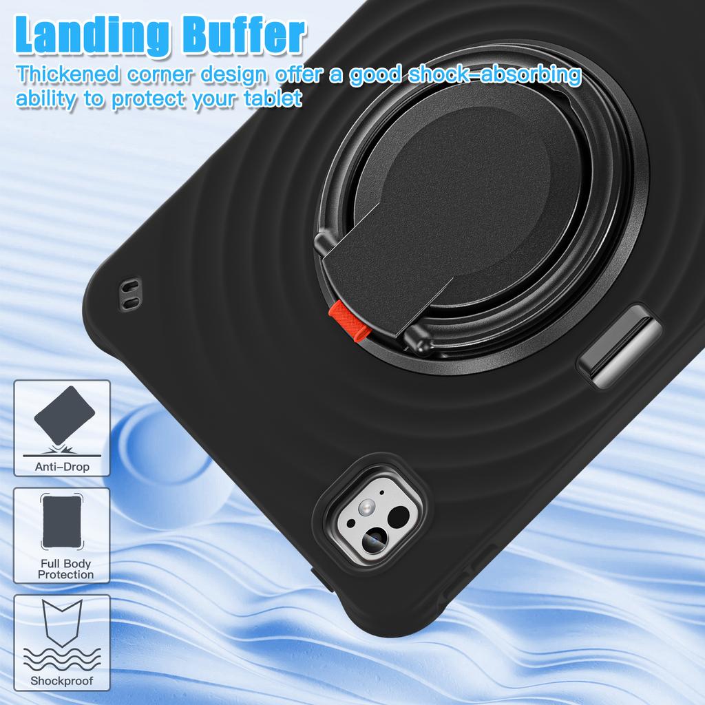For iPad Pro 11 (2025)/11 (2024) Case Rotatable Hand Grip Kickstand PC+Silicone+TPU Tablet Cover