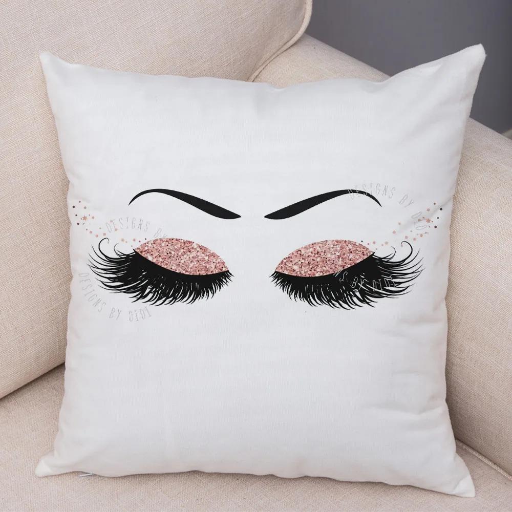 Home Decor Sexy Women Eyelash Pillow Cover Sofa Car Cartoon Eyes Print Cushion Cover Pillow Cover Funda De Almohada