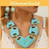 Artistic Resin Jewelry Set With Irregular Shapes And Floral Patterns For Summer