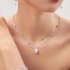 Choker pour Femme en Argent Sterling Luxe Double Étage Forme Goutte d'Eau Chaîne Zircon AAA Collier Bijoux Fins Cadeau de Fête de Mariage