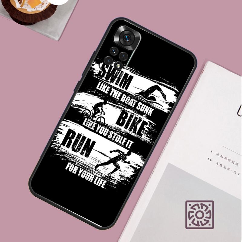 

Swim Bike Run Triathlon Case For Xiaomi Redmi Note 14 12 11 10 13 15 Pro Plus Redmi 15C 15 13 10C 12C 13C 14C Cover Redmi 12C