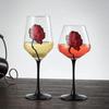1pcs Hand Drawn Red Rose Patterned Cup Wedding Red Wine Champagne Glass Valentine's Day Wedding Rose Pattern Glass Wine Glass