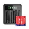 Dual LCD Display Charger with 4 Sets of 1.2V NiMH Rechargeable Batteries
