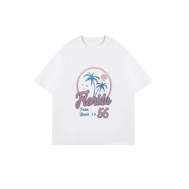 Oversized T-Shirt Black Florida Palm Beach 1956 Tropical Palm Trees And Sunset Graphic Summer Vacation Wear
