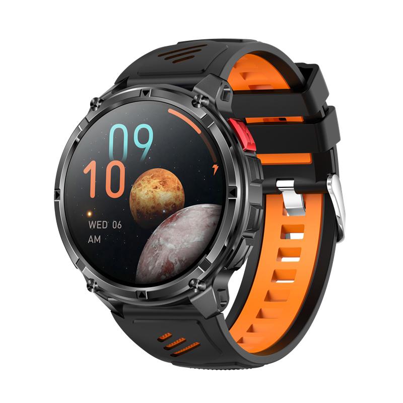 HT33 Men Smart Watch 1.7inch LED Flashlight BT Calling Outdoor Sports Compass Health Monitoring 1100mAh Large Battery Smartwatch