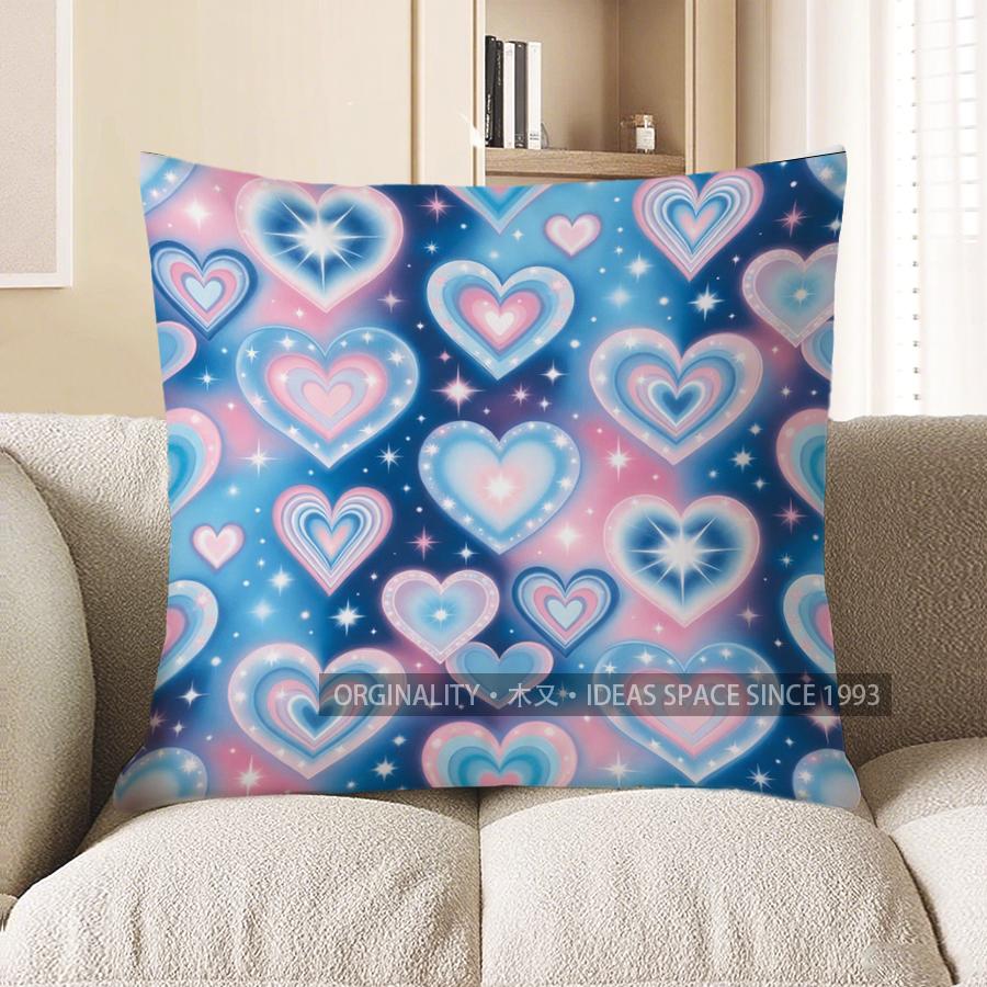 2D Galaxy Hearts Patterned Digital Print Pillow Covers Pattern Cushion Cover Suitable For Sofa Bedroom Car Pillow Cover