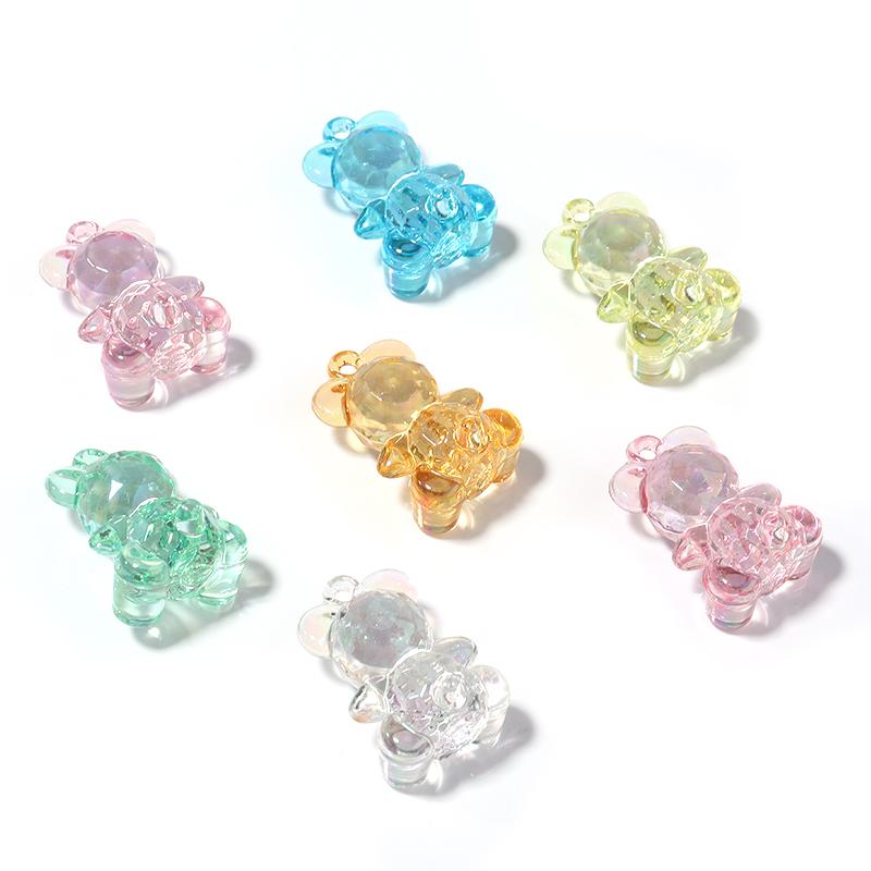 10Pcs/lot Acrylic Bear Charms For Jewelry Making Transparent Cute Animal Beads Diy Pendants Necklace Accessories