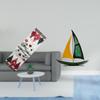 Festive Winter Tabletop Decor Reusable Christmas Tablecloth And Iron Sailboat Sculpture Ornament for