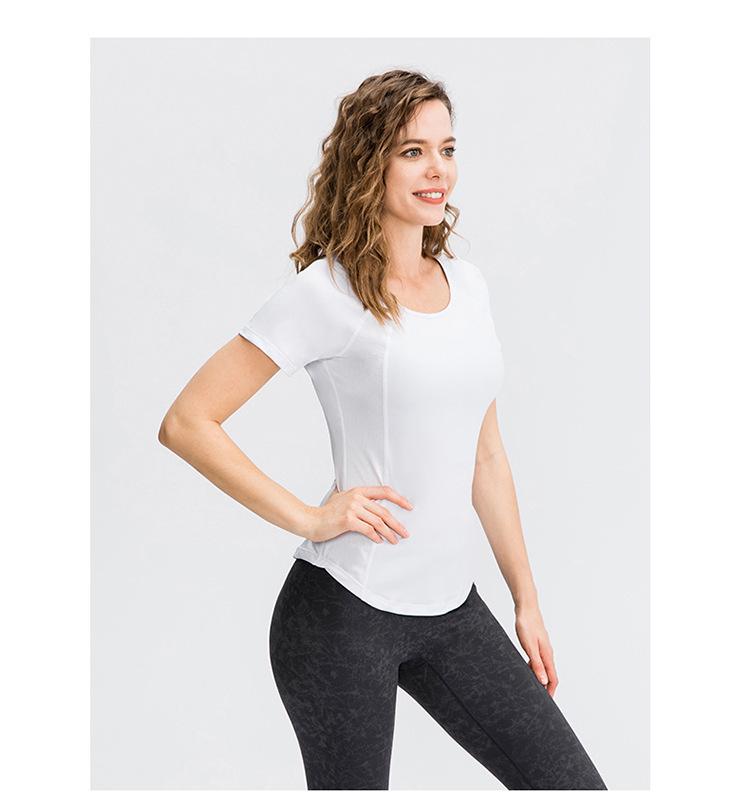 Women's Short Sleeve Mesh Yoga T-Shirt – Breathable, Quick-Dry, High Elastic Fitness Wear