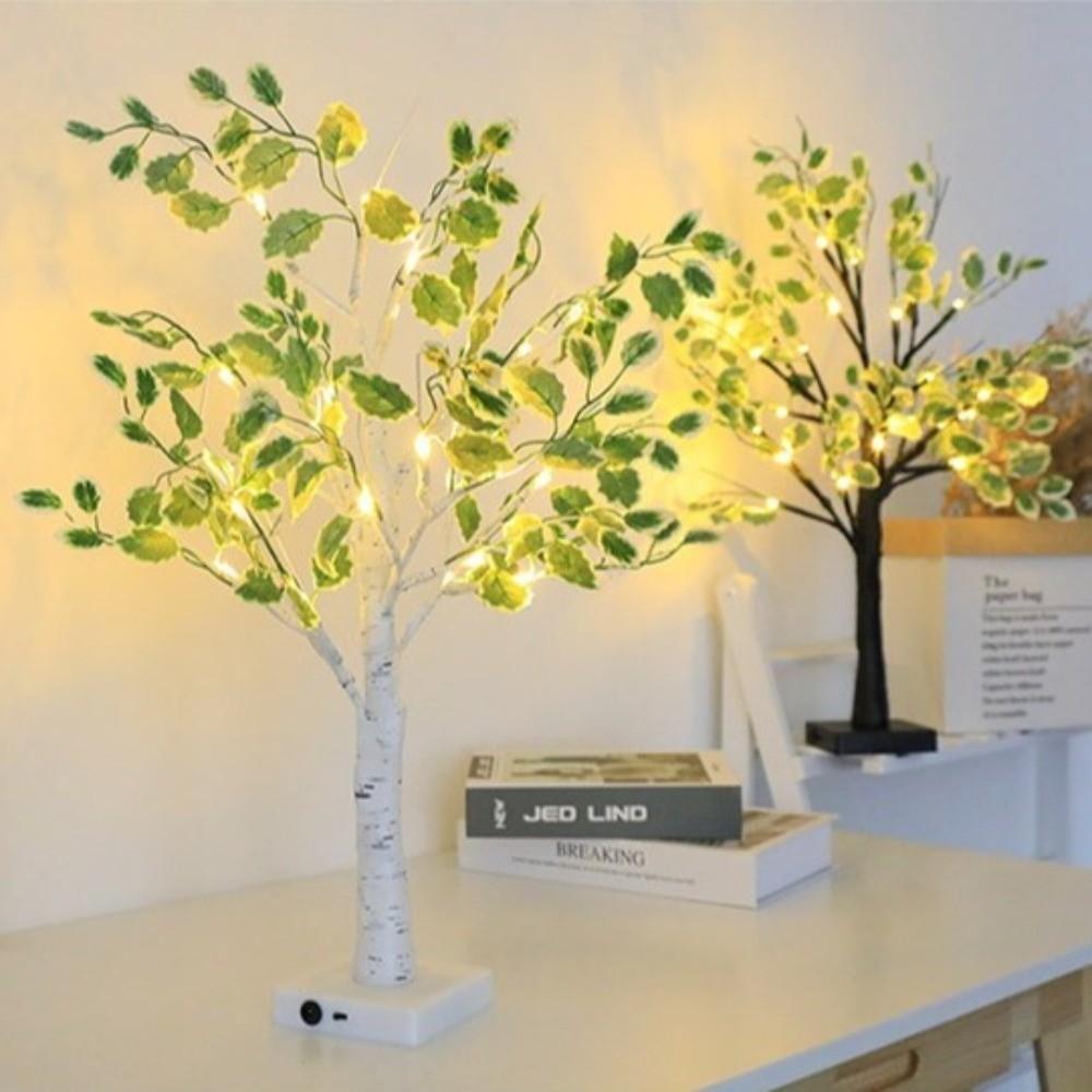 Simulation Green Leaves LED Tree Light Warm White Luminous Decoration Tree Festival Lighting
