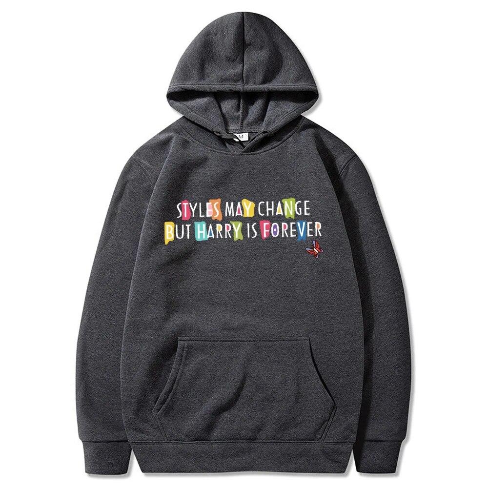 Unisex HoodieStyle May Change But Harry Is Forever Hoodie Vintage Y2k 90s Rainbow Colour Graphic Hooded Sweatshirt Love On Tour Xmas Hoodies