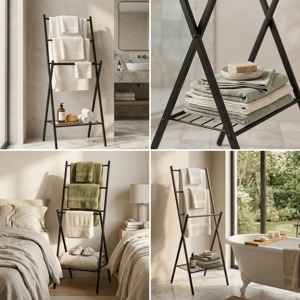 Foldable Structure Foldable Towel Drying Rack Multi-purpose Storage Organizer Bathroom