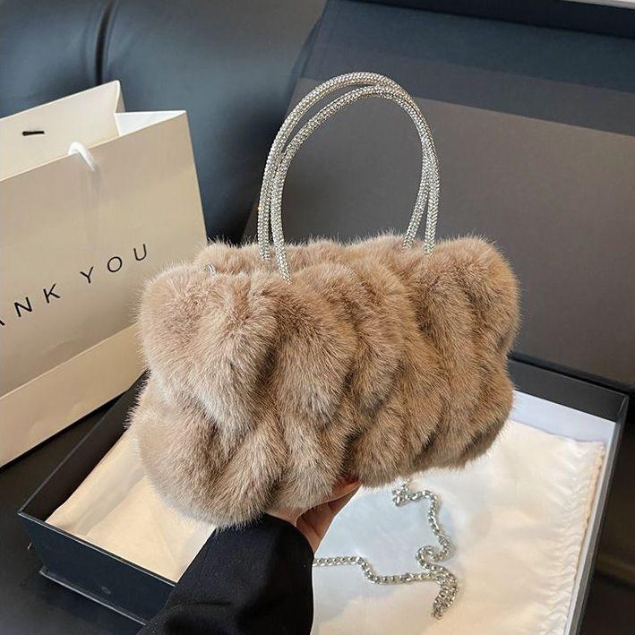 

JIAERDI Japanese Plush Chain Handbag Women Soft Comfortable Gentle Shoulder Bag Ladies Sweet Cute Elegant Casual Tote Bag 2025 23x15x8cm хакі