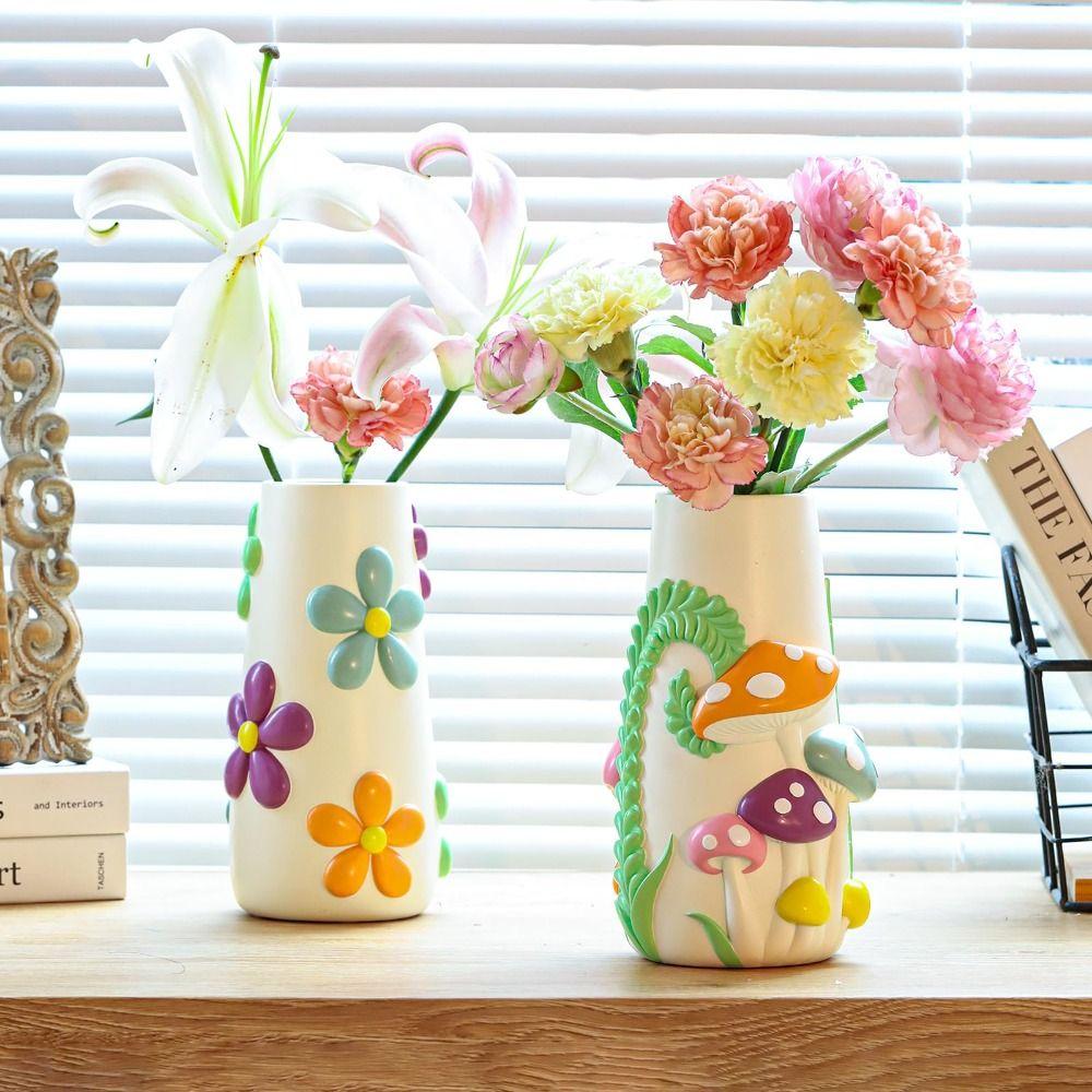 Synthetic Resins Mushrooms Vase Aesthetic Mushrooms Planter  Flower Arrangement