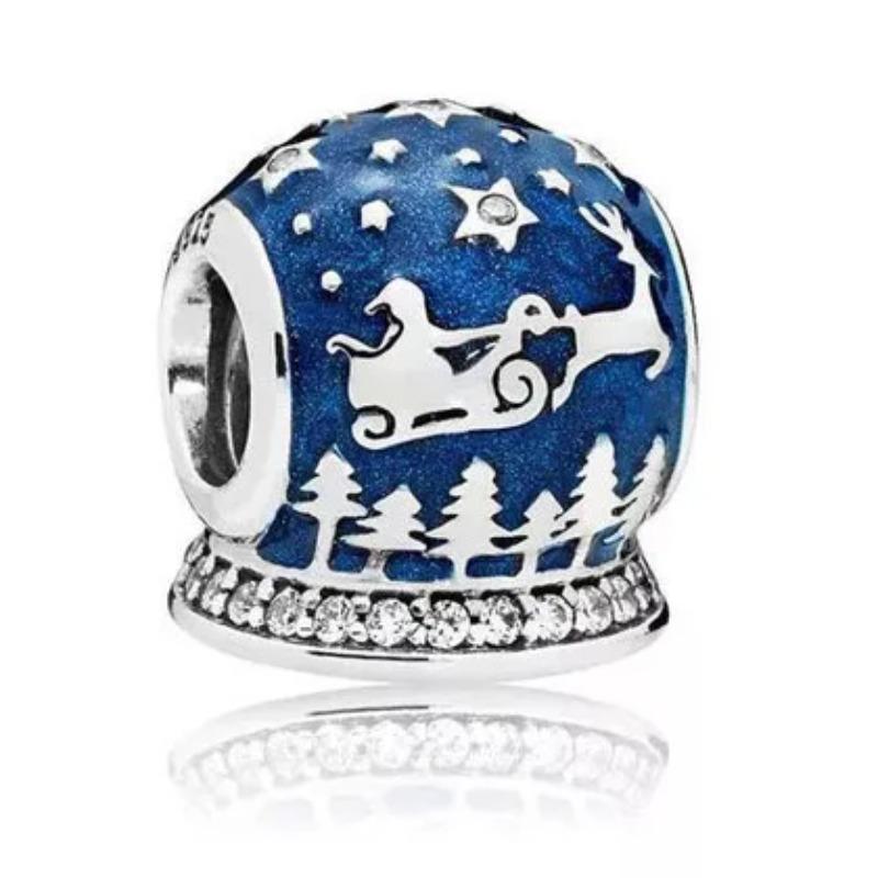 New 925 Silver Christmas Bell Elk Charm Bead DIY Bracelet Jewelry for Women