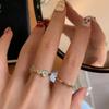 925 Silver Golden Flower Rings For Women Drip Glaze Plant Irregular Adjustable Sweet Jewelry Gift Dropship