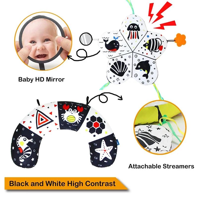 Baby Tummy Time Toys Black White High Contrast Baby Games Montessori for Babies Newborn Infants 0-6 6-12 12-18 Months