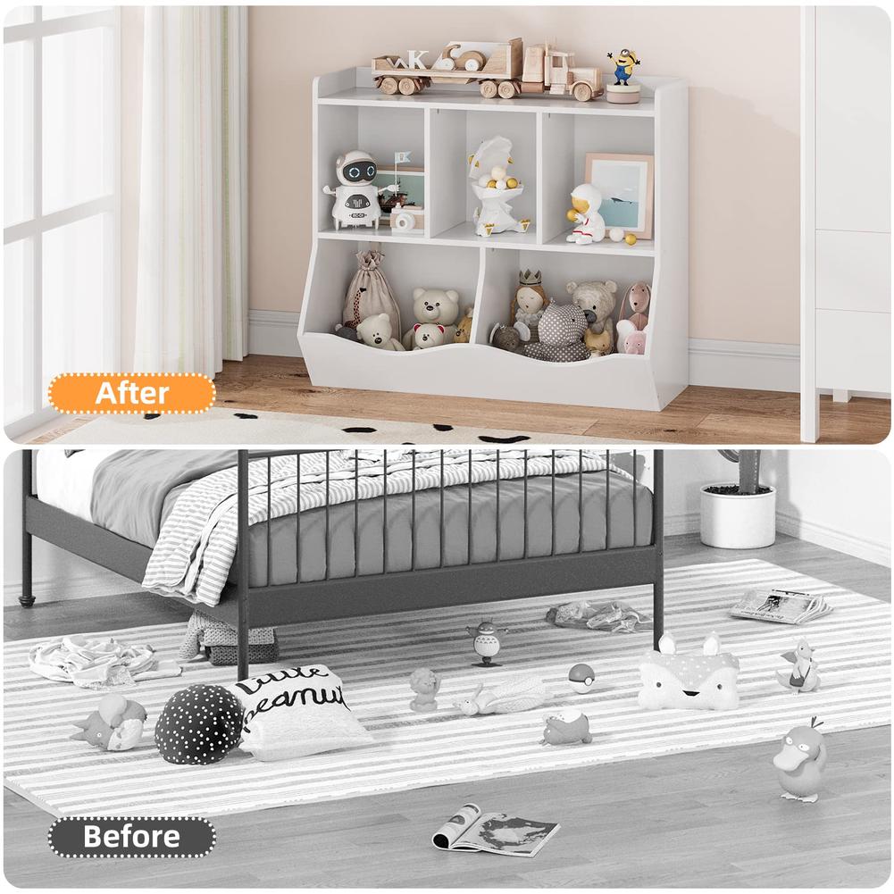 Estantería para niños y estantería para guardar juguetes con múltiples estantes y armario organizador Cubby para habitación de niños y niñas, sala de juegos y pasillo