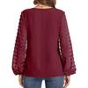 Women S V Neck Long Sleeve Chiffon Blouse Jacquard Loose Top