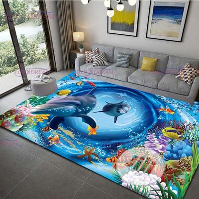 Covor de podea cu model de delfin oceanic Covor impermeabil pentru covoare anti-alunecare Covoraș de podea pentru dormitor sufragerie decorarea casei