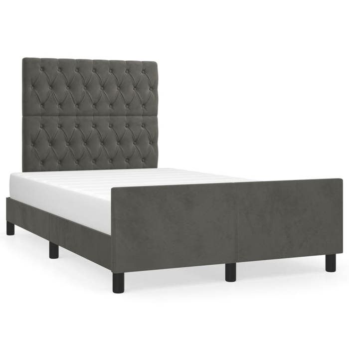 VidaXL Cadre de Lit avec Tête de Lit, Lit Rembourré, Lit Double, Lit Adulte de Chambre à Coucher Intérieur, Moderne, Gris 3270597