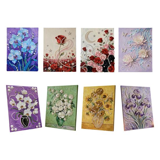 Faux Pearl Painting DIY Kit Easy Intuitive Craft Flower Pattern Painting with Pre-Printed Canvas