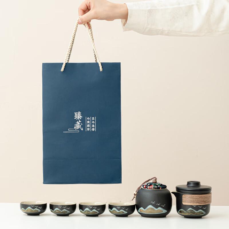 Xunyi Blue Coarse Pottery Travel Tea Set
