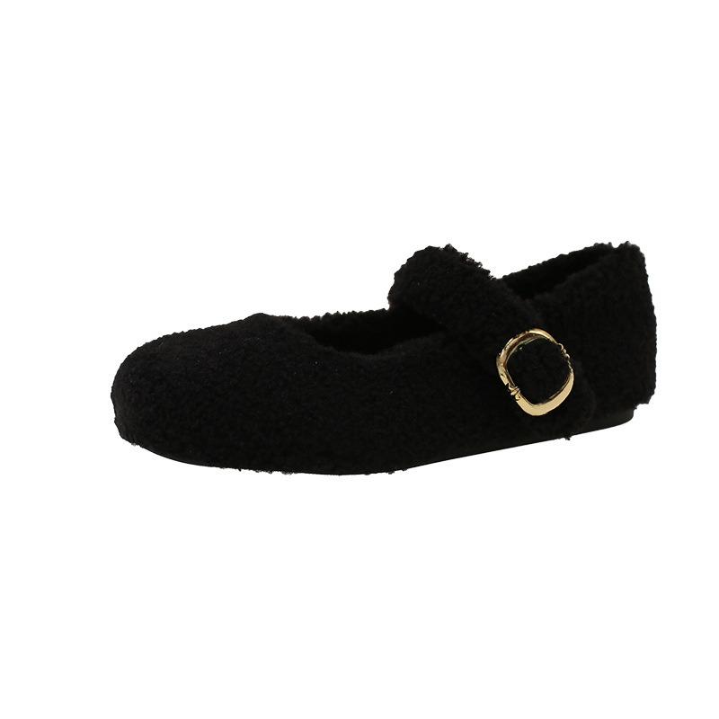 Mao Mao Shoes Women's Winter Wear Temperament Women's Velvet Mary Jane Shoes Flat Cotton Shoes