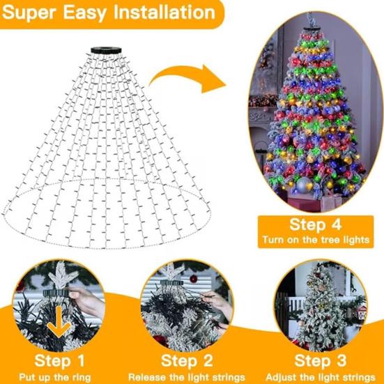 Christmas LED String Lights with Memory Function 8 Modes Star Topper Waterproof USB Powered Christmas Tree Lights