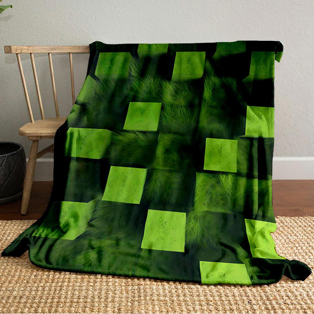 Green Geometric Texture for All Seasons Blanket Lunch Break Throw Gift
