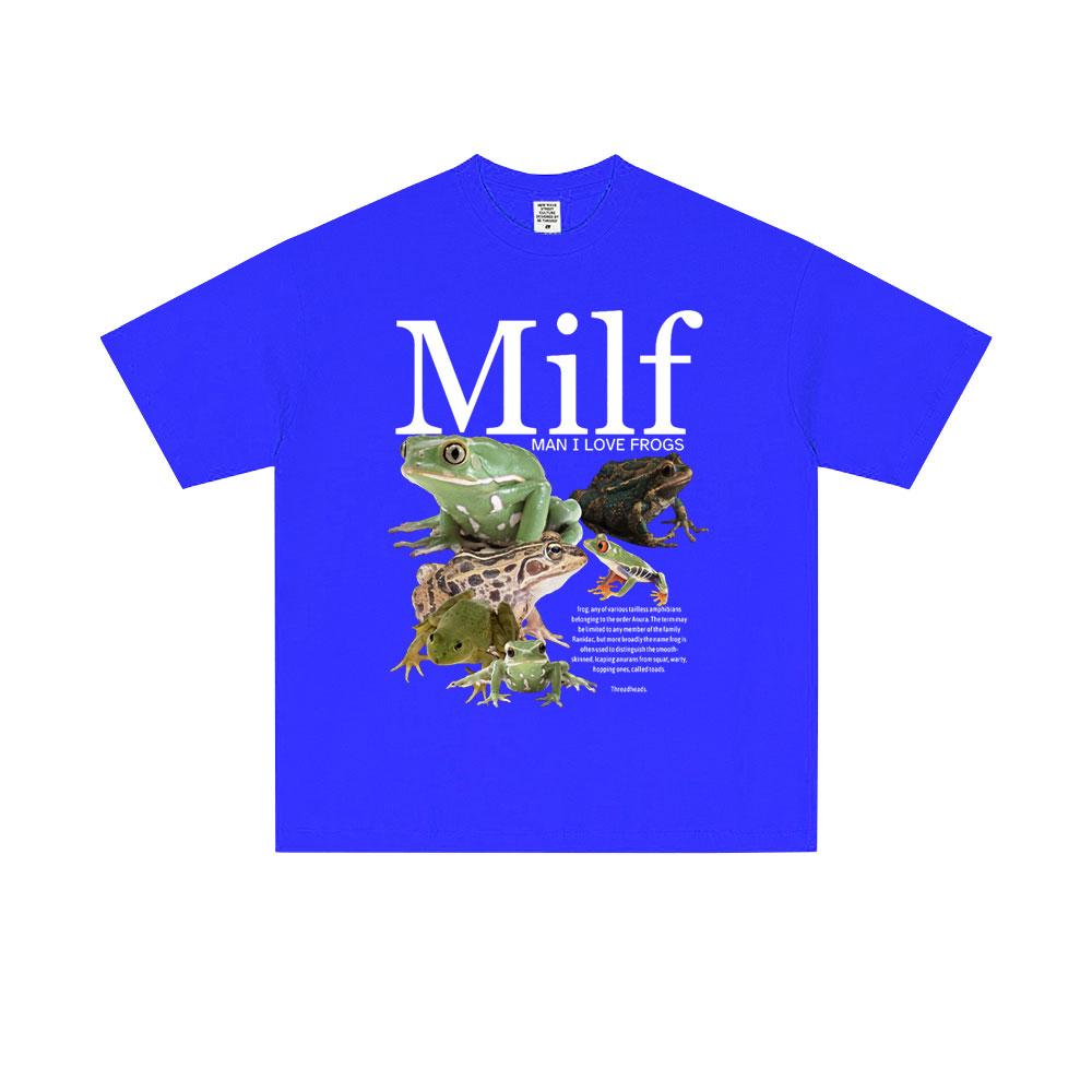 MILF Man I Love Frogs Funny Frog Amphibian Lovers Meme T Shirt Men Women Casual Cotton Vintage Short Sleeve Oversized Tshirts