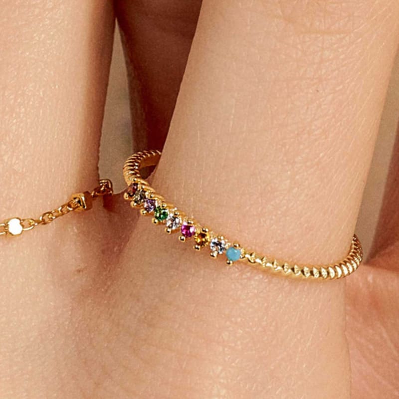 UNI.J [Ir241_1]Rainbow Sleek Silver Ring