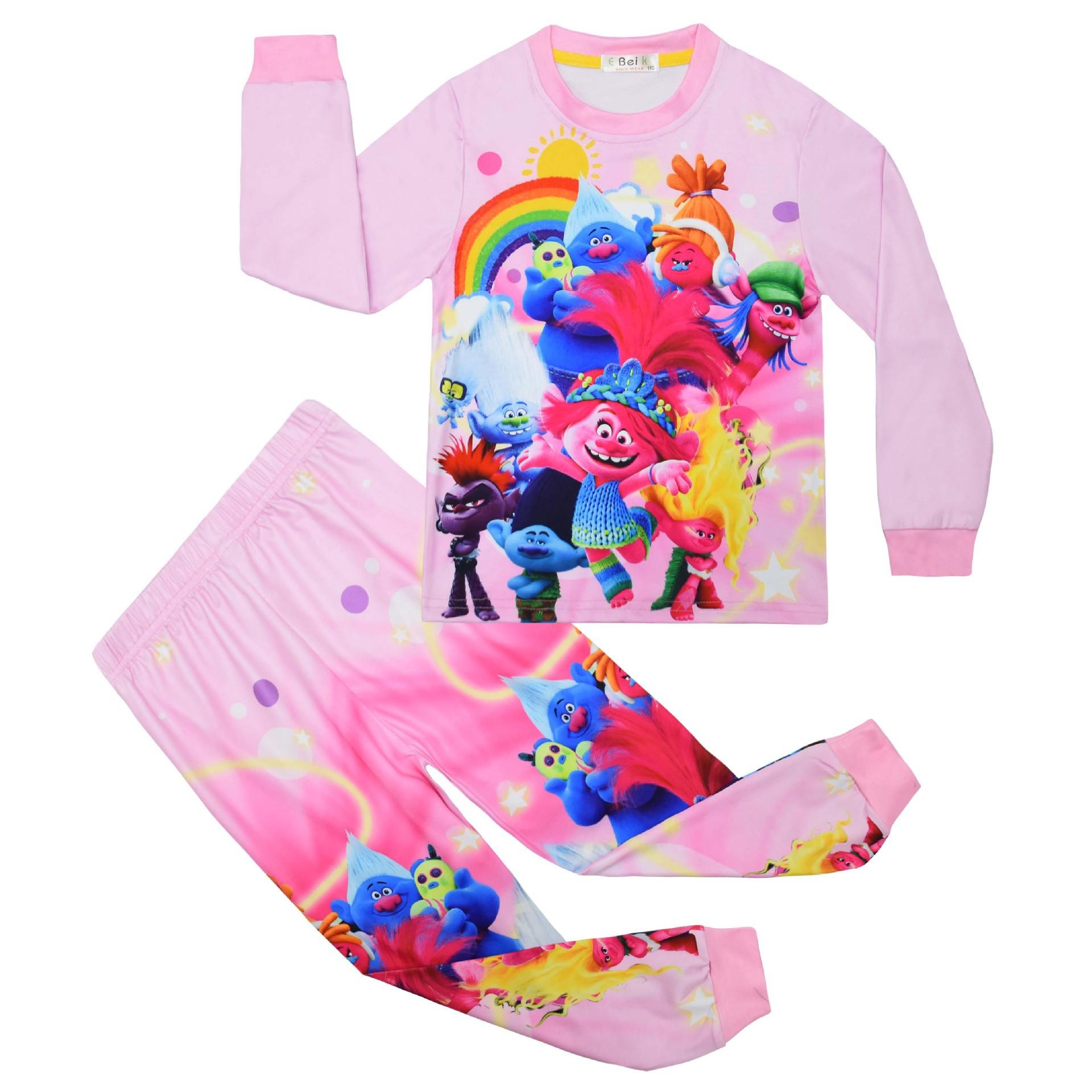 Long-Sleeved Spring, Cartoon Digital Printing, Middle-Aged And Older Children S Daily Loungewear, Long-Sleeved Set 8026 110