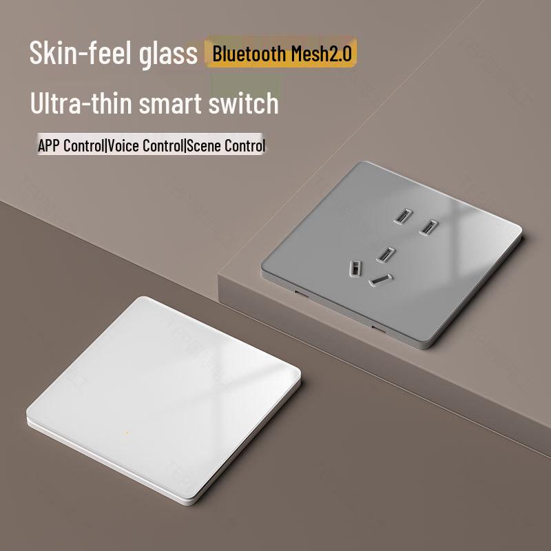 Mijia Smart Bluetooth Mesh Ultra-Thin Glass Double Control Voice-Activated Switch Zero Fire Version