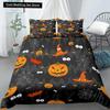 Happy Halloween King Queen Duvet Cover Orange Pumpkin Bedding Set Kids Teens Adults Bats Horror Festival Polyester Quilt Cover
