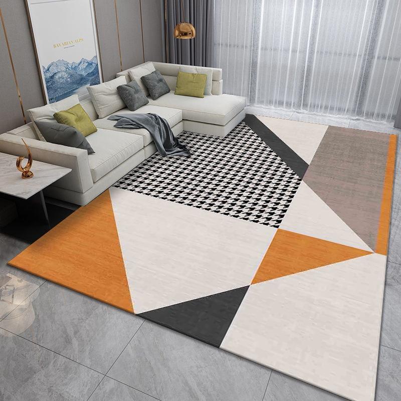 Modern Geometric Pattern Living Room Carpet Indoor Rug Home Decor Mat Houndstooth Striped Floor Mat for Living Room Bedroom