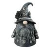 Faceless Wizard Figurine Hat Gnome Figurine, Mystical Home Decor Statue with Crescent Pentagram Black Rose Gothic Bookshelf Decoration Rune