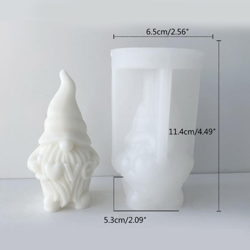 Gnome Candle Silicone Mould Cute Valentines Heart Dwarf Plaster Silicone Mold Old Man Ornaments Mold for DIY Crafts