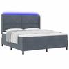 Boxspring Bed with LED Light Strips Dark Gray 180 X 200 Cm Velvet
