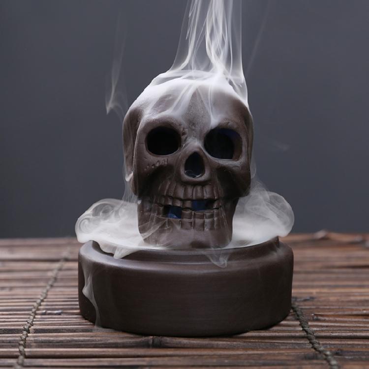 Windproof Lampshade LED Skull Ceramics Incenses Burners Waterfall Backflow Incenses Cones Holders for Home Decoration