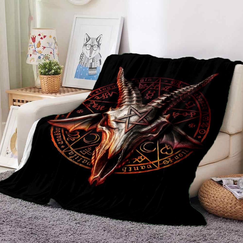 Satanic Art Flannel Blanket Throw Blanket Soft Warm Sofa Bed Camping Car Home Decor Unique Christmas Gift C9302547