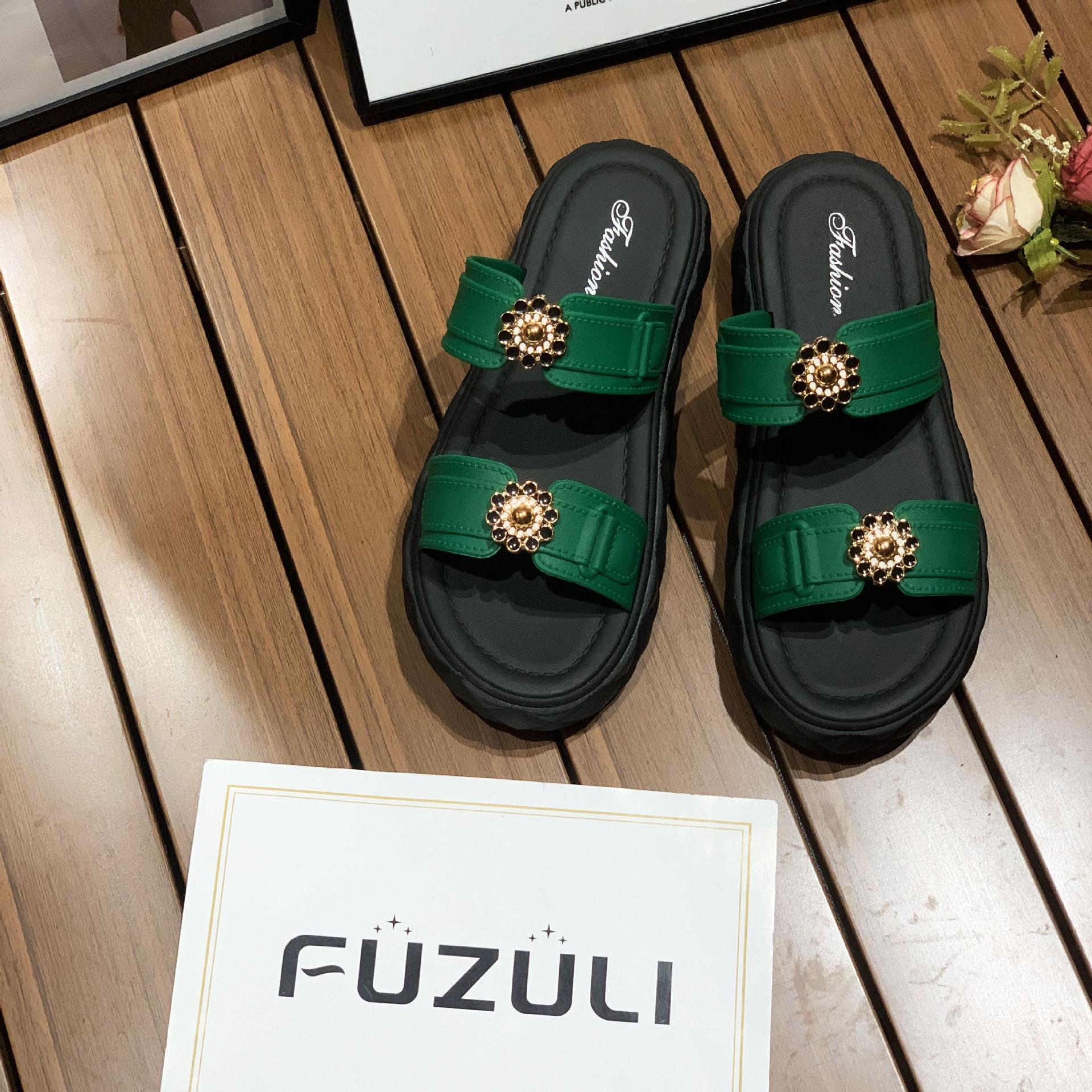 

Модные тапочки на толстой подошве, женская летняя верхняя одежда, тренд, двухременные, классные тапочки, удобные пляжные тапочки на плоской подошве, производитель 40 зелёный