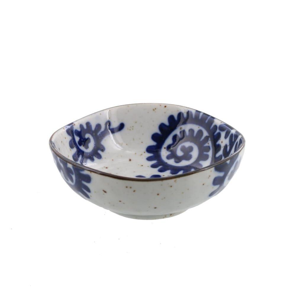 EAST table Japanese Mino-ware Ceramic Triangle Small Bowl - Arabesque Pattern