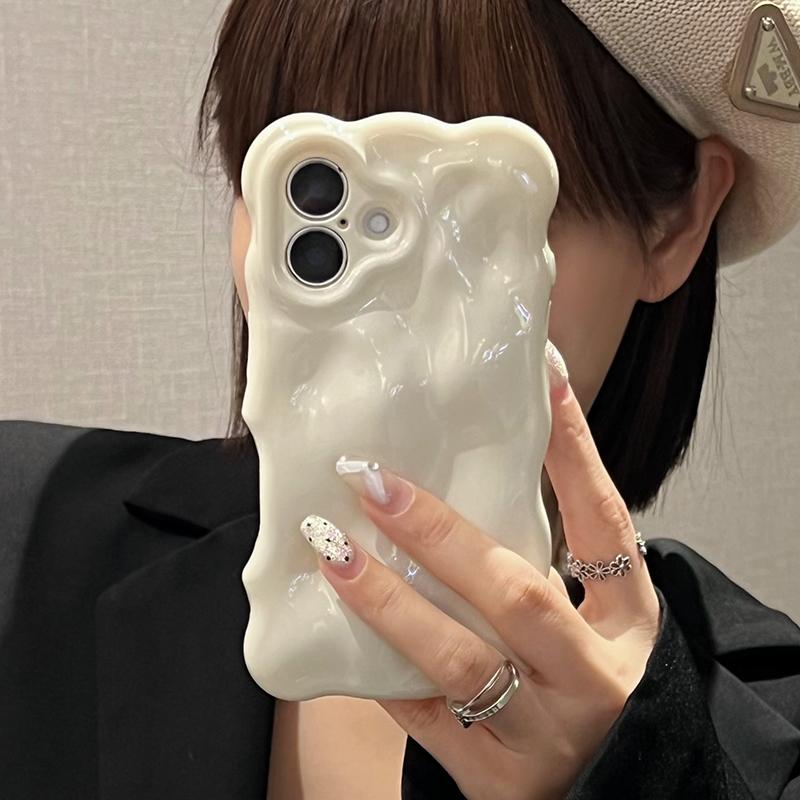 Ins  White 3D Wave Texture Phone Case For For Iphone 17 Air 16 1 13 14 12 11 Pro Max 16 Plus Soft Silicone Back Cover Cases