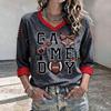 Women's Football Fan Shirt Three-Quarter Sleeve for Day Cheering and Support at the Stadium
