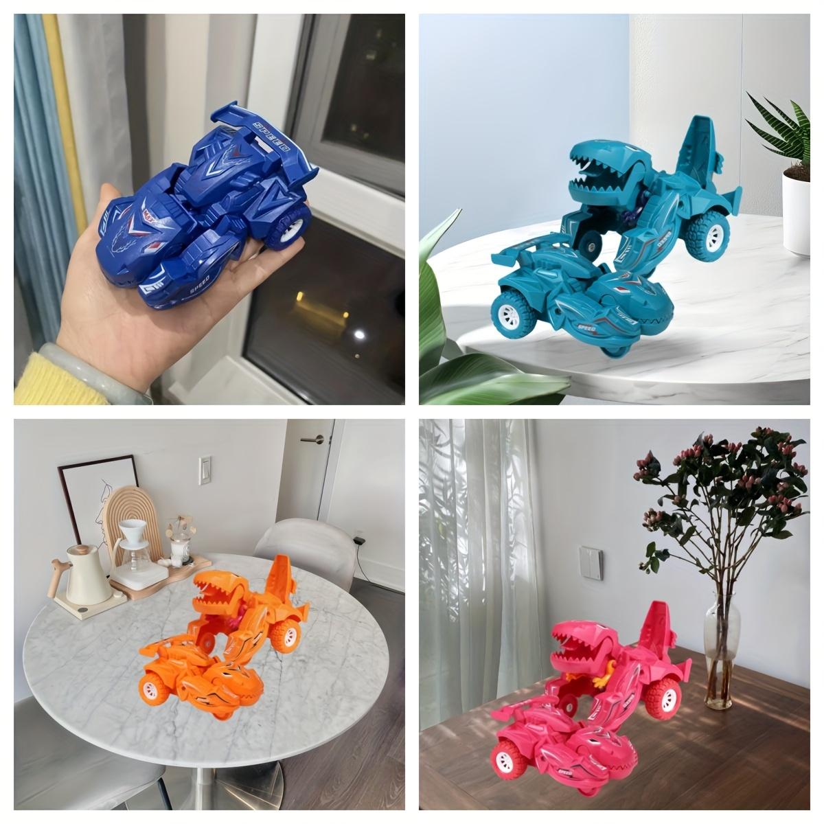 

Трансформируемая игрушка-машинка-динозавр 2-в-1, автоматический трансформер-динозавр с красно-синими колесами, ручное управление, прочный АБС-материал, идеально подходит для Рождества 4pcs