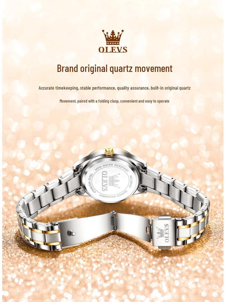 Oulishi Women's Classic Business Quartz Watch with Double Calendar and Steel Band